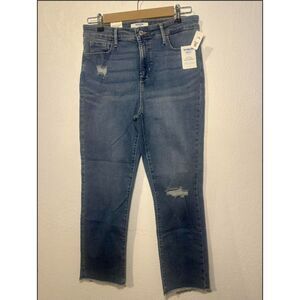 441 Denizen from Levi’s Women’s Mid-Rise Straight Leg Jeans Raw Hem Blue Size 6